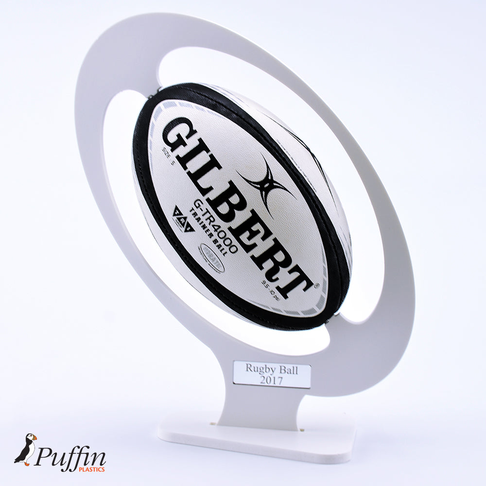 Rugby Ball Display Plinth - WHITE