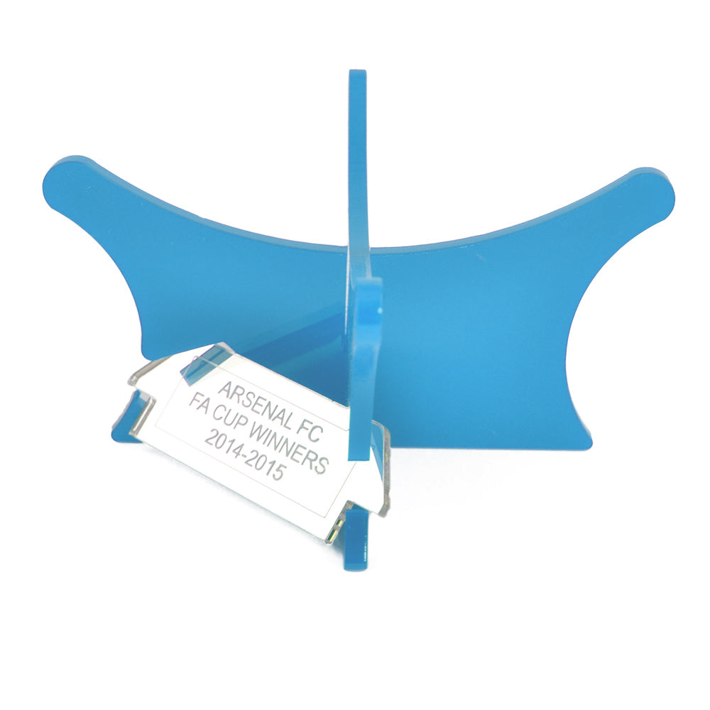 Football display stand and riser plinth with inscription – Blue 727