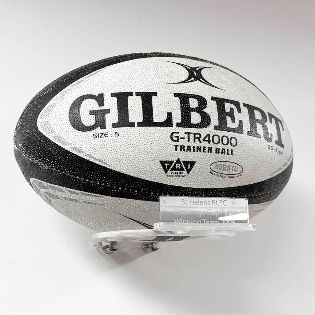 Landscape Rugby Ball Holder Wall Bracket - With Inscription – additional product view