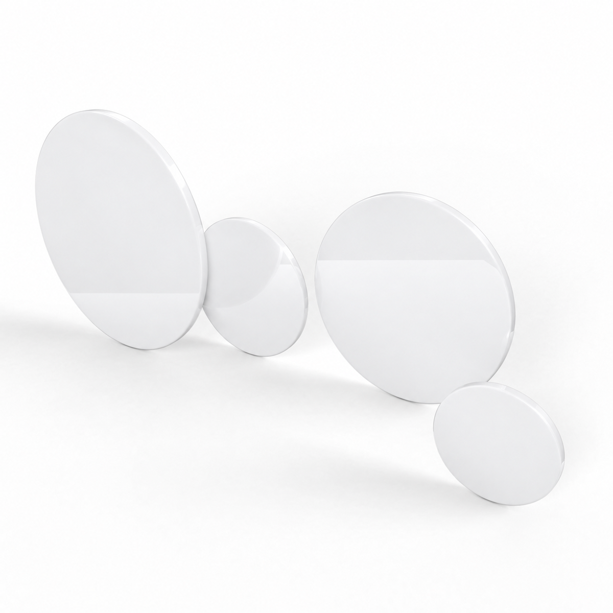 White acrylic discs in assorted sizes – additional product view