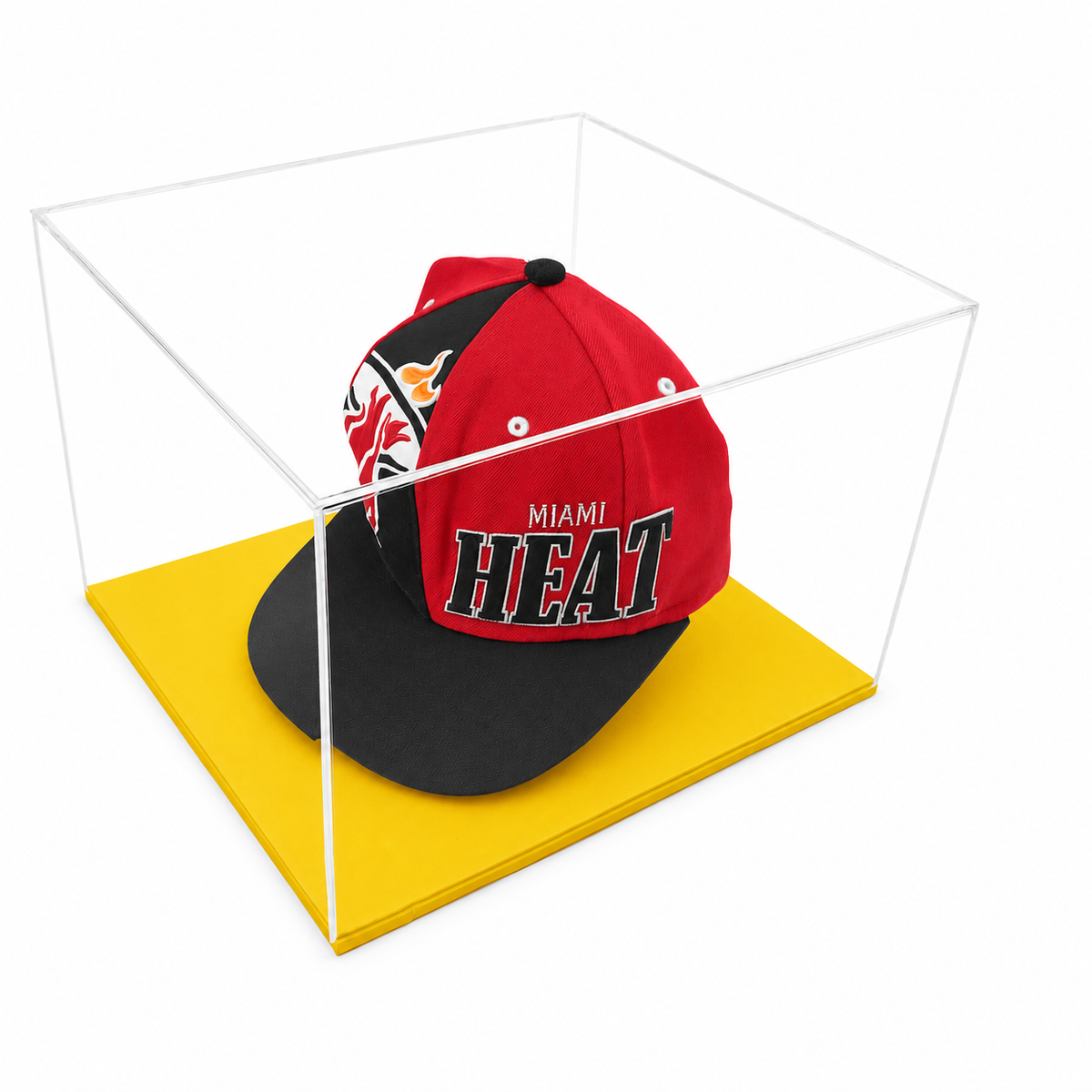 Cap Display Case - Colour Base with yellow base on a white background