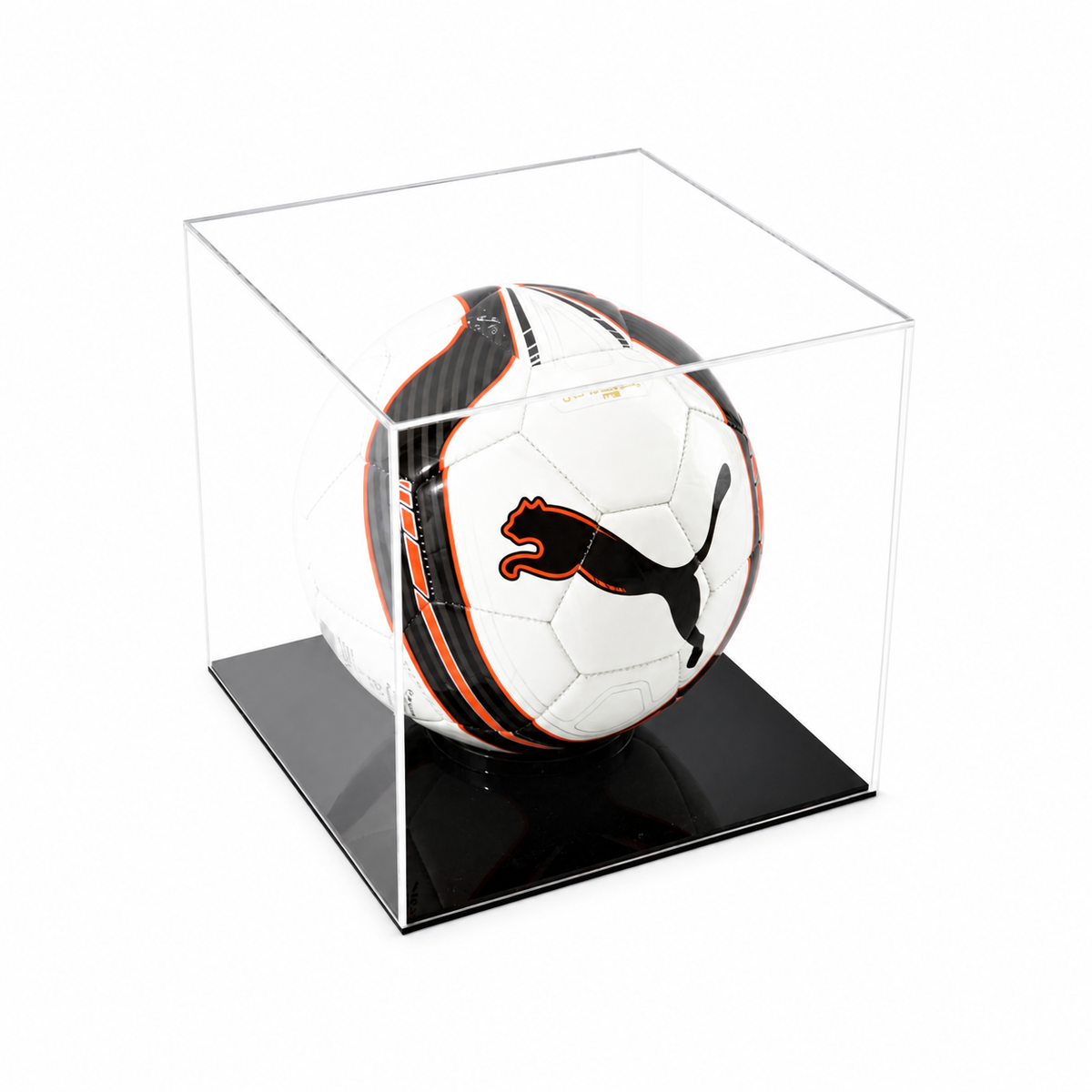 Football Display Case - 5MM Recessed Black Base with football on a white background