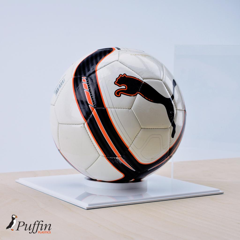 Football Display Case - Black / White Base