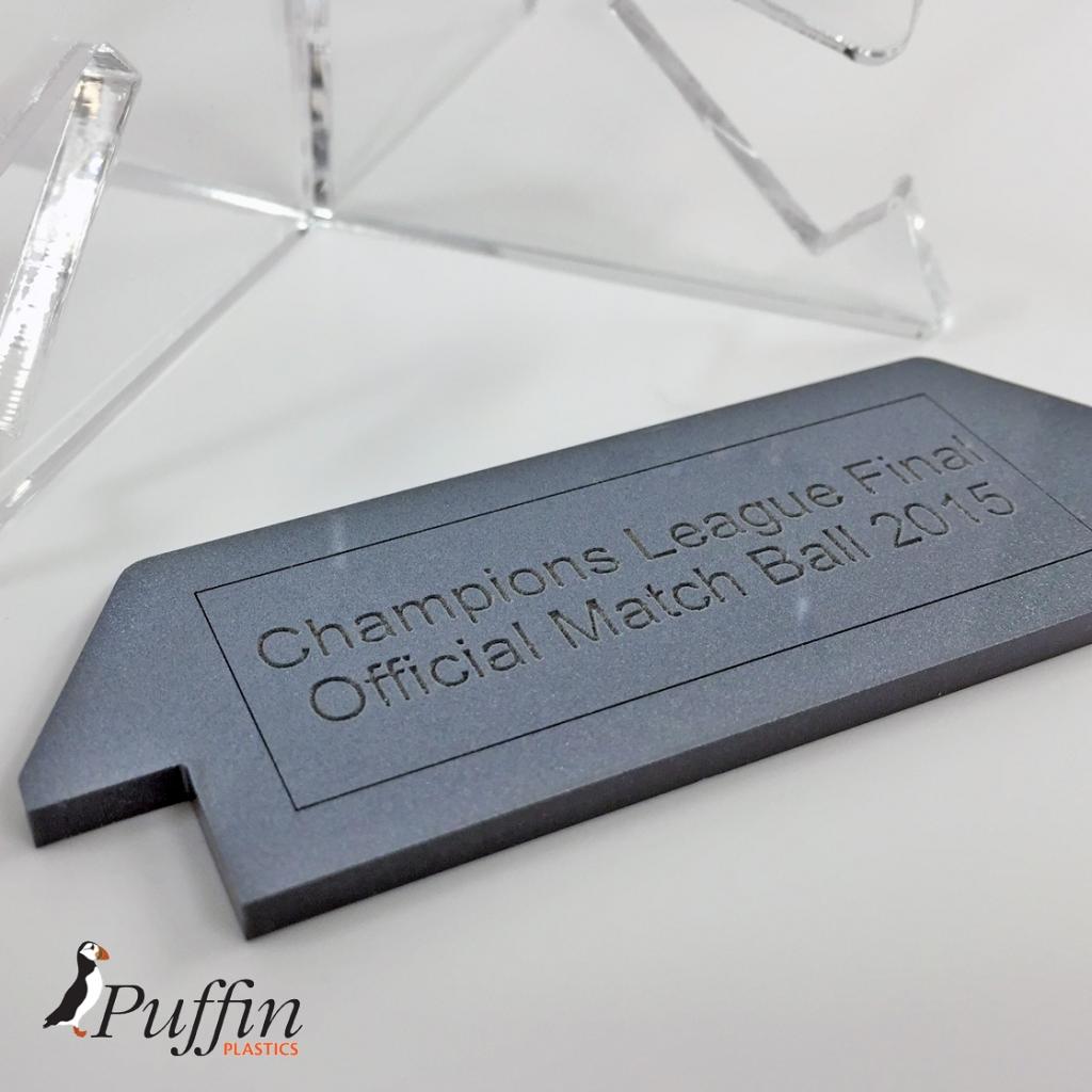 Football Display Stand / Riser Plinth With Inscription - CLEAR – additional product view