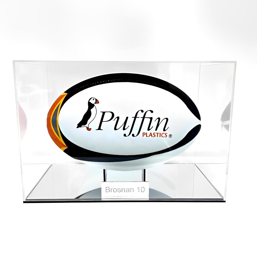 Rugby Ball Display Case (Landscape) - Mirror Base